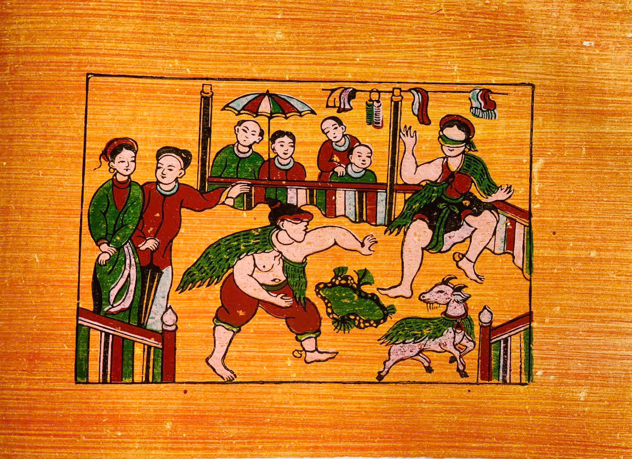 Tranh Đông Hồ - Bịt Mắt Bắt Dê